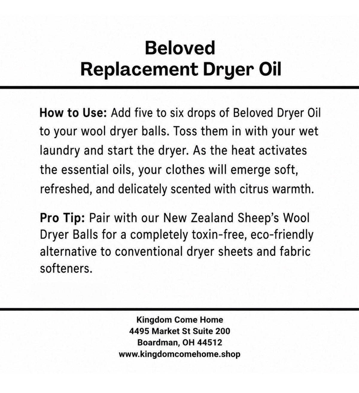 Beloved - Replacement Dryer Oil