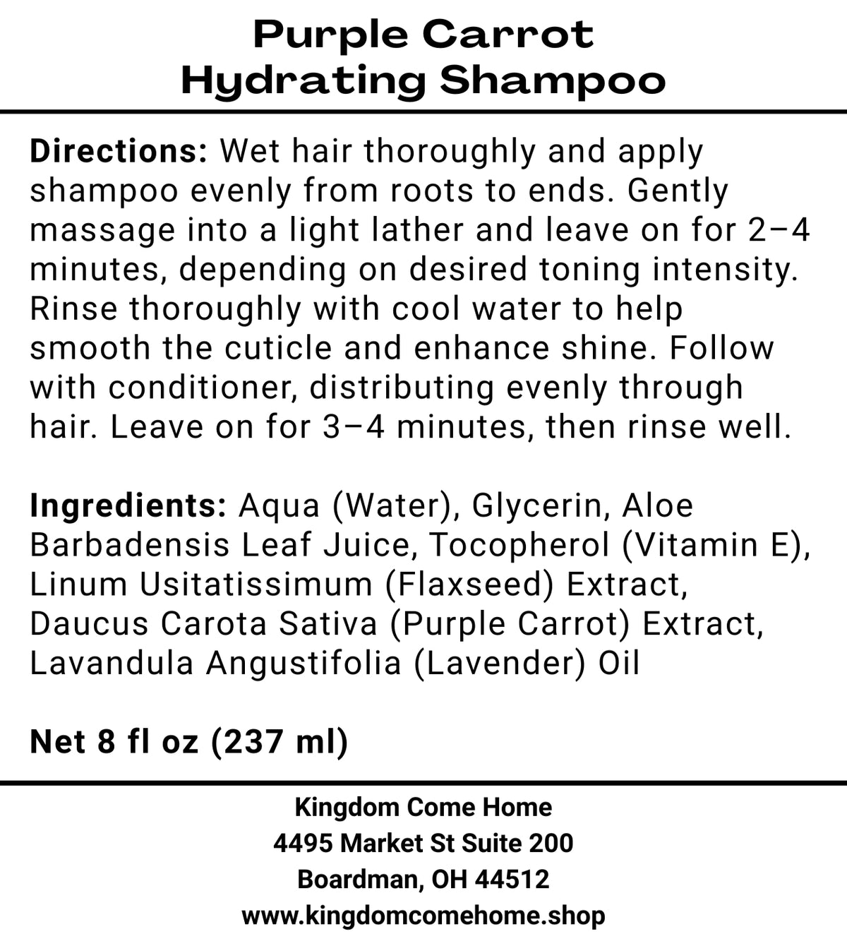 Purple Carrot Hydrating Shampoo & Conditioner