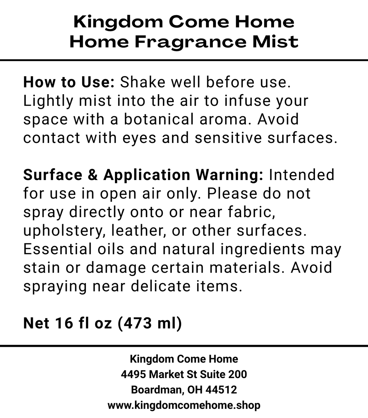 Lavender + Mint - Home Fragrance Mist