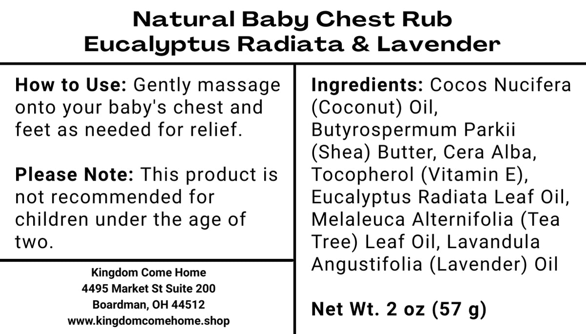 Natural Baby Chest Rub - Eucalyptus Radiata & Lavender