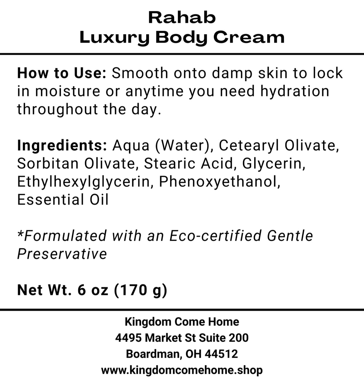 Rahab Luxury Body Cream
