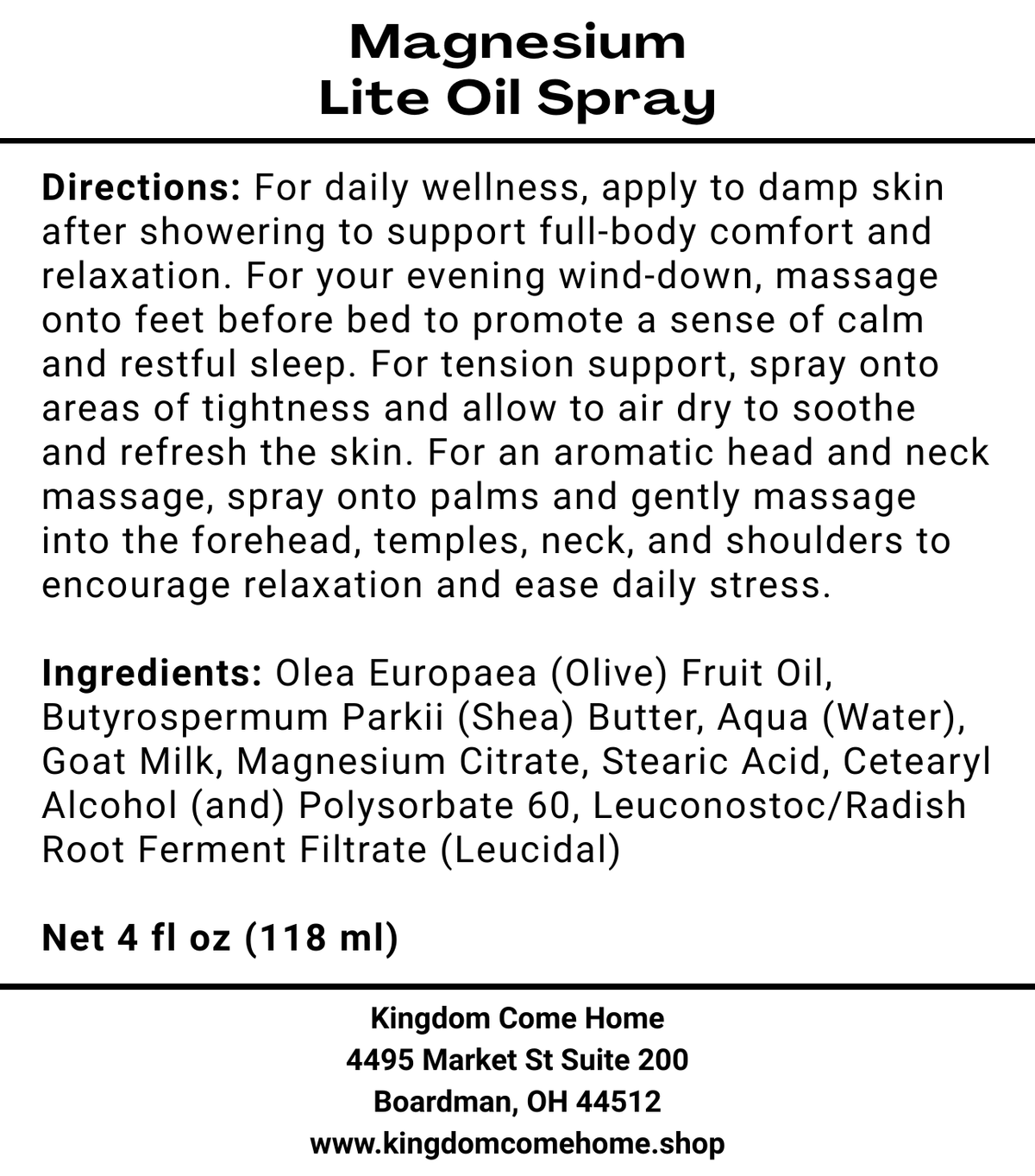 Magnesium Lite Oil Spray