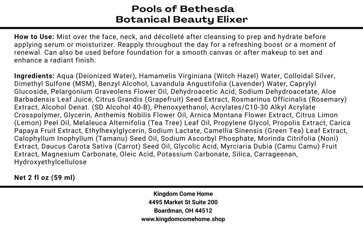 Pools of Bethesda - Botanical Beauty Elixer